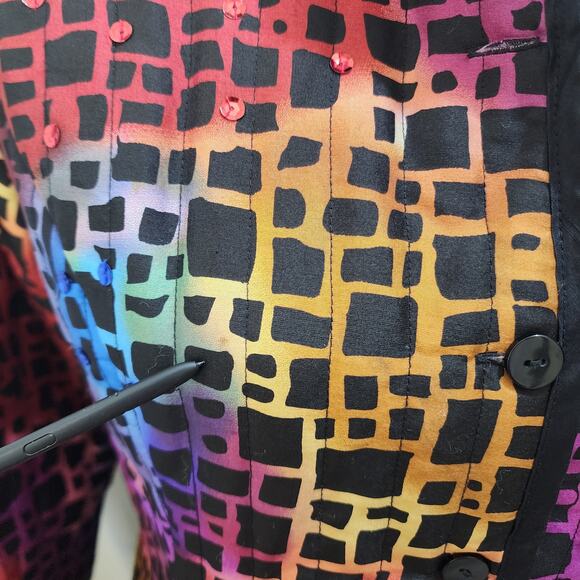 Silkland Multicolor Rainbow Sequin Lightweight Quilted Jacket, Size Medium - Picture 7 of 8